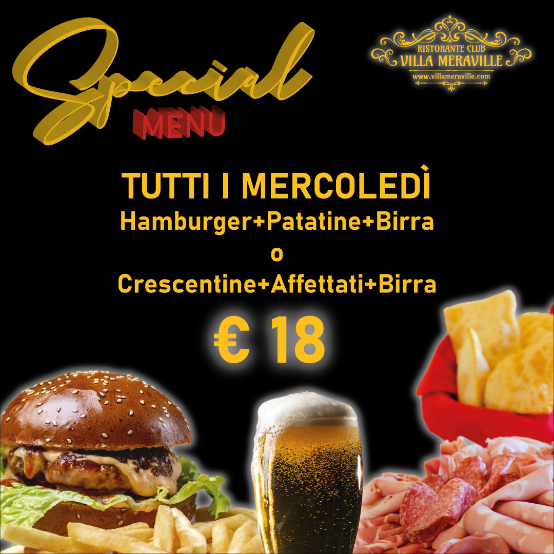 Scopri di più sull'articolo MERCOLEDI’ SPECIAL MENU